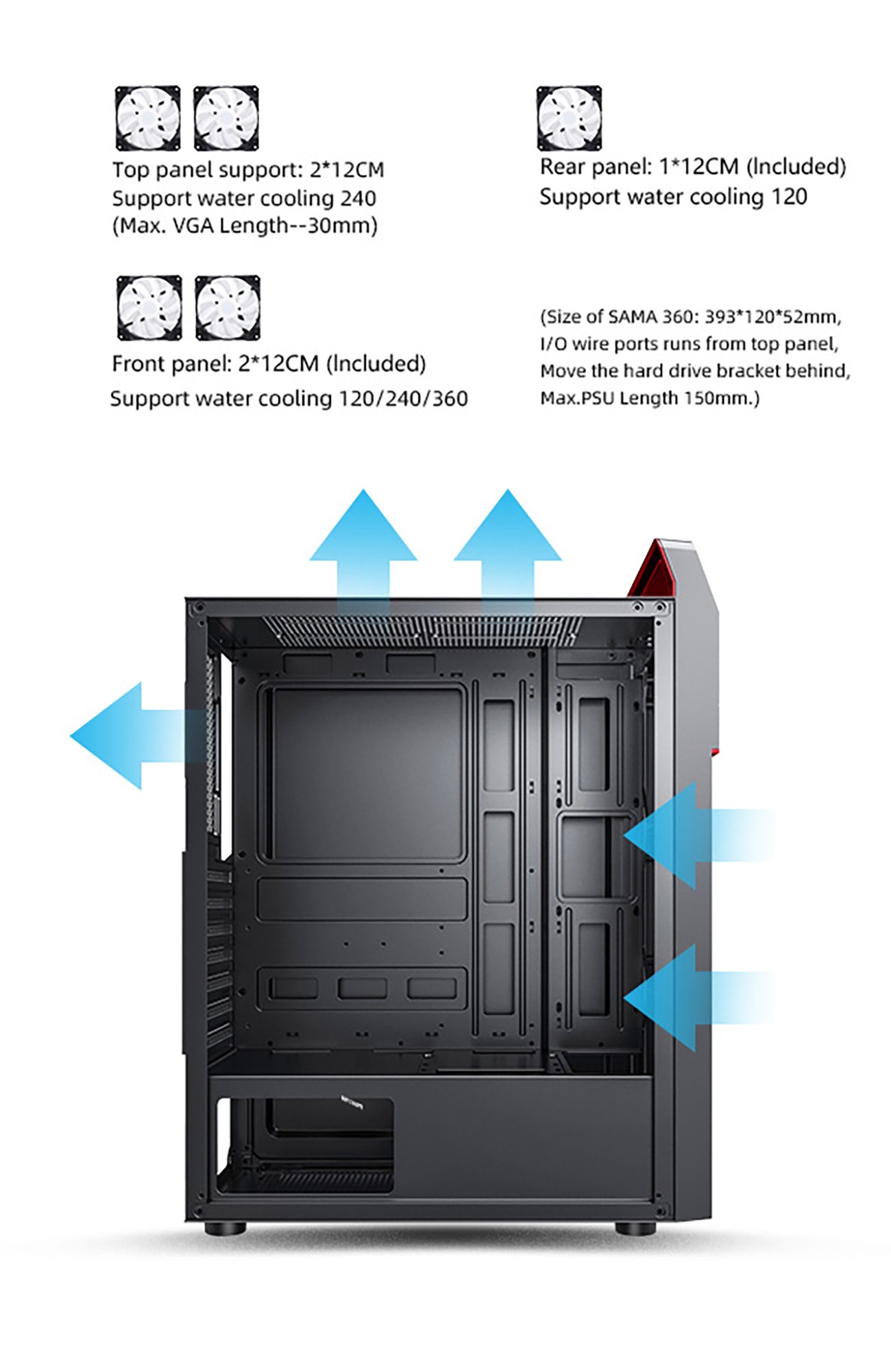 SAMA Sama-S88-BK Black Steel ATX Mid Tower Computer Case